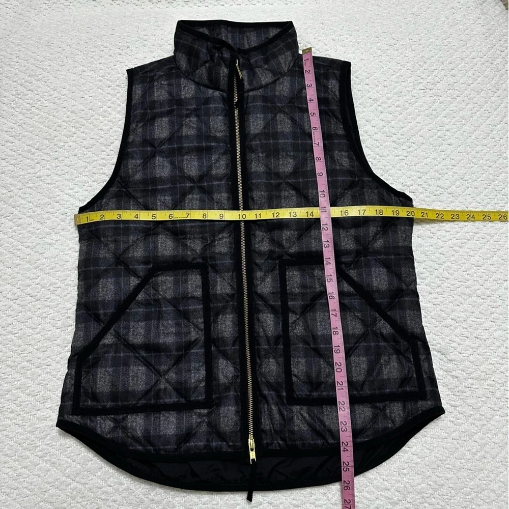 J. Crew Black Gray Plaid Vest Down Filled Medium
